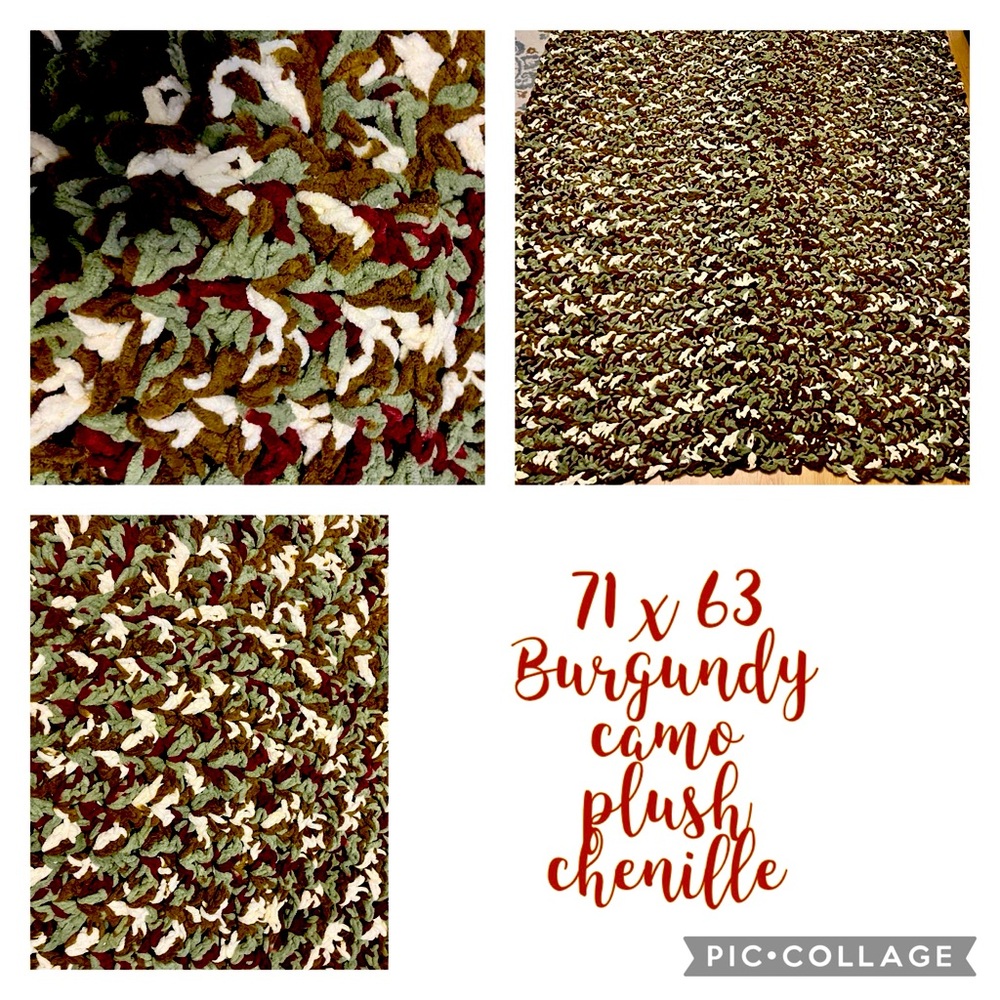 Crocheted blanket, burgundy. Extra large
